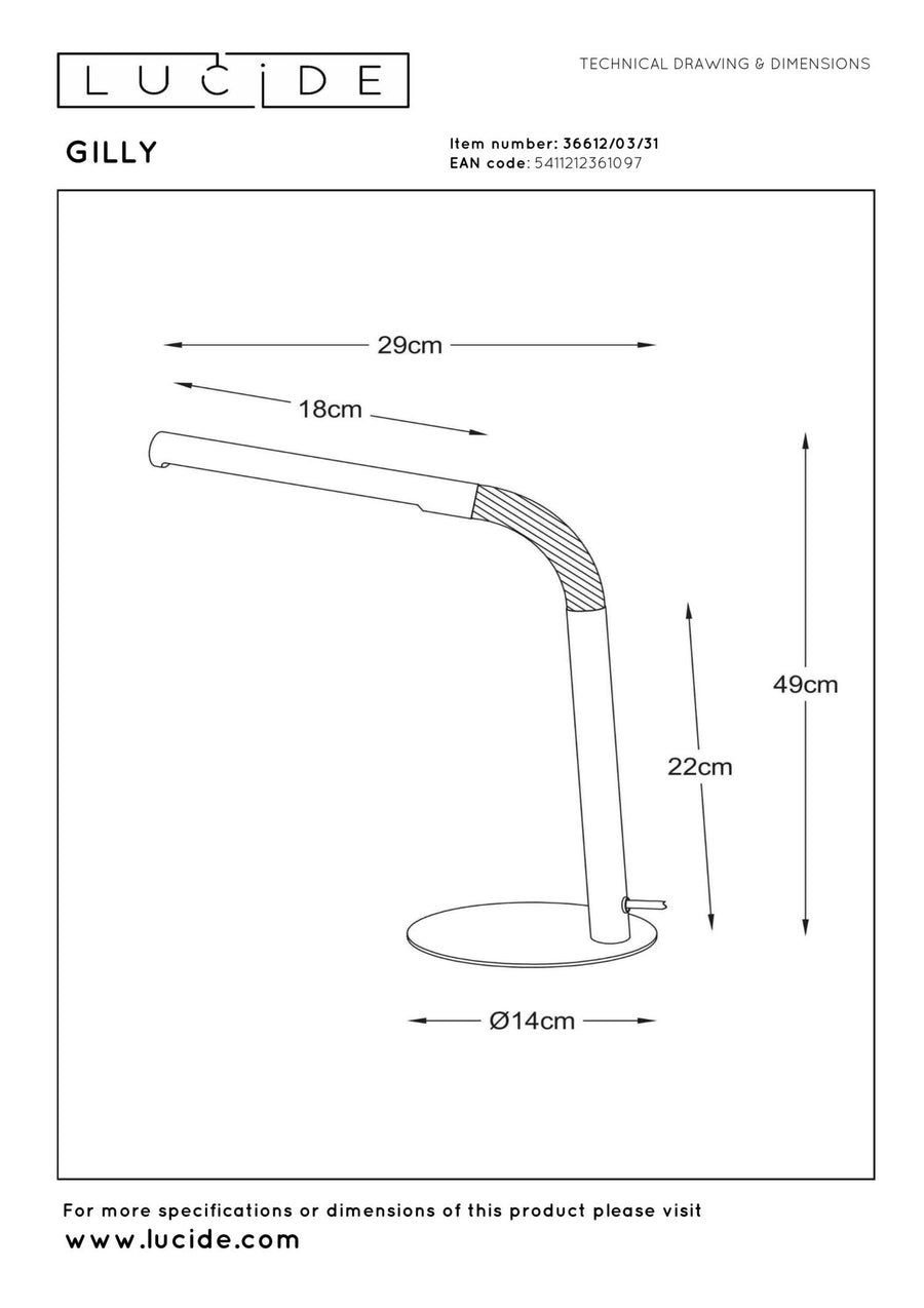 Lucide GILLY LED-bureaulamp 5 W, wit