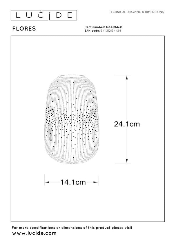 Lucide FLORES tafellamp Ø 14,1 cm, E14, wit