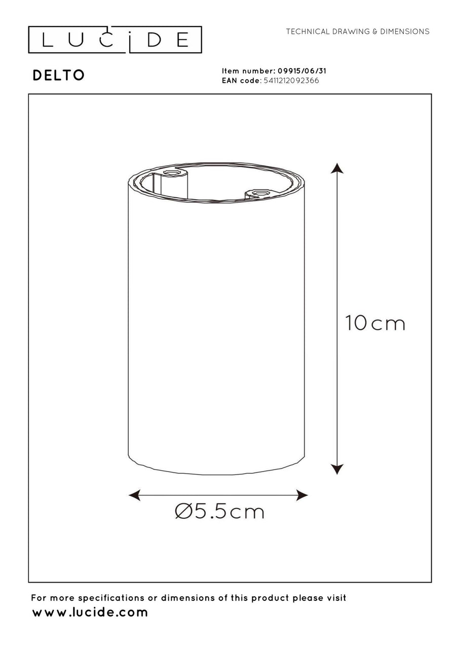 Lucide DELTO dimbare LED-plafondspot Ø 5,5 cm, GU10, 5 W, 2200–3000 K, wit