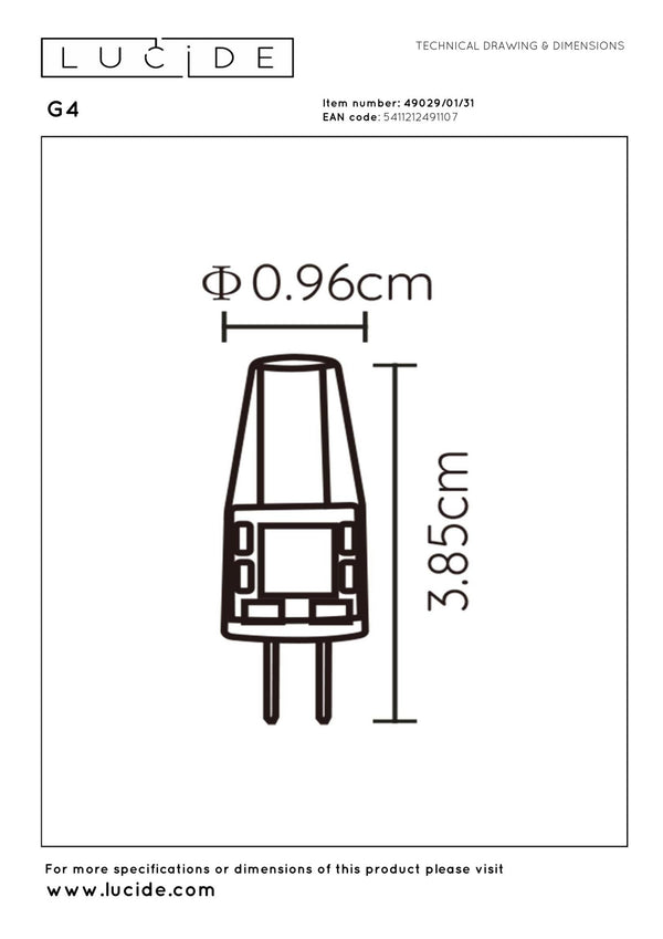 Lucide G4 LED-lamp Ø 0,9 cm, 1,5 W, 2700 K, transparant