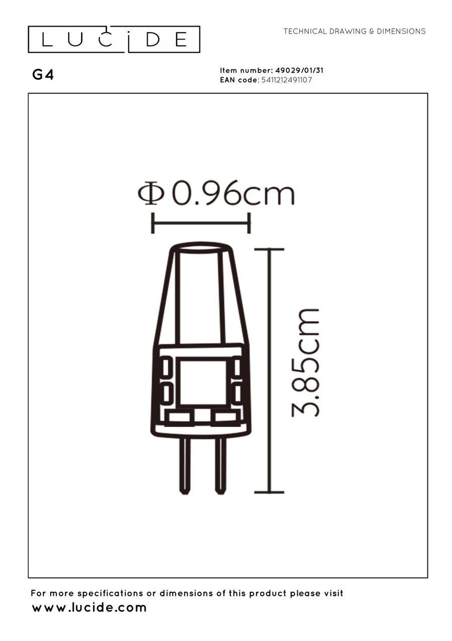 Lucide G4 LED-lamp Ø 0,9 cm, 1,5 W, 2700 K, transparant