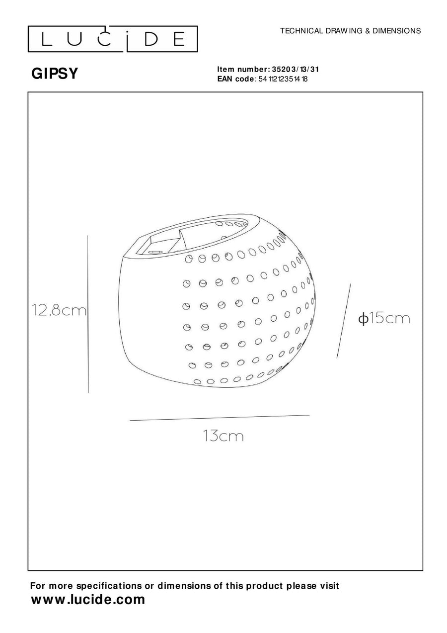 Lucide GIPSY wandlamp G9, wit