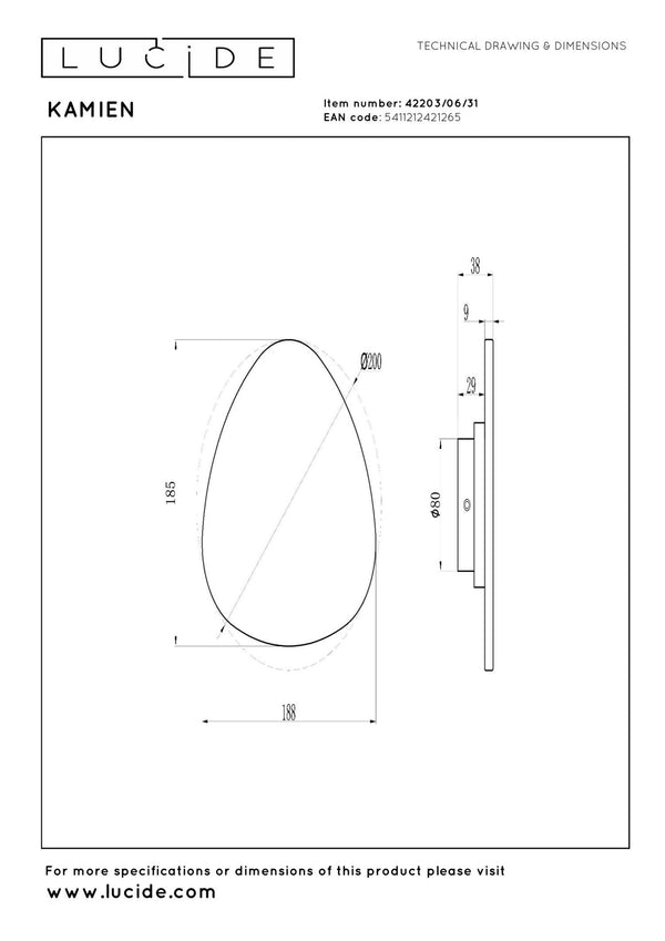 Lucide KAMIEN LED-wandlamp 6 W, wit