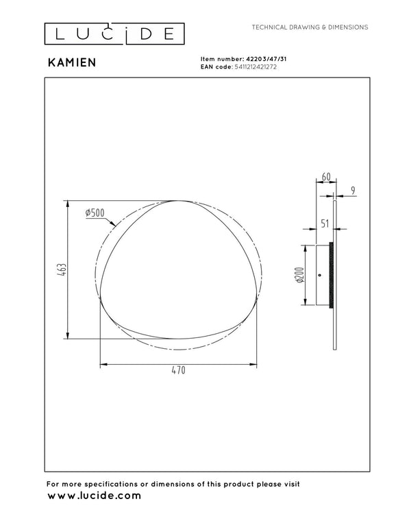 Lucide KAMIEN dimbare LED-wandlamp 12 W, 2200–3000 K, wit