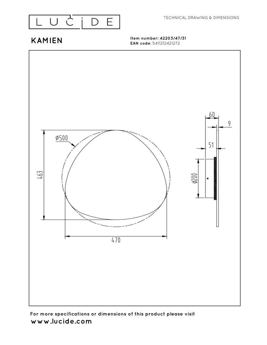 Lucide KAMIEN dimbare LED-wandlamp 12 W, 2200–3000 K, wit