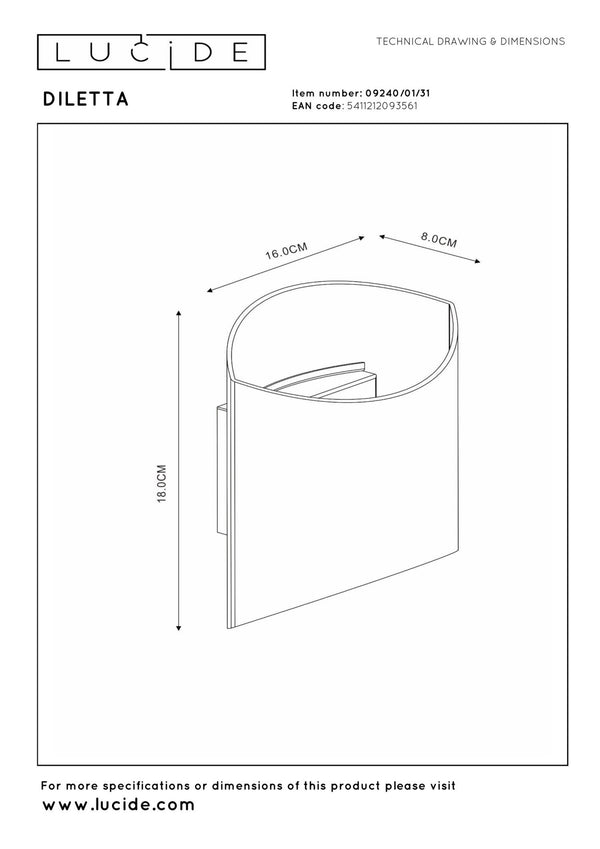 Lucide DILETTA wandlamp G9, wit