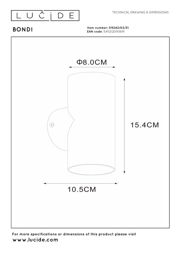 Lucide BONDI wandspot 2 × GU10, wit