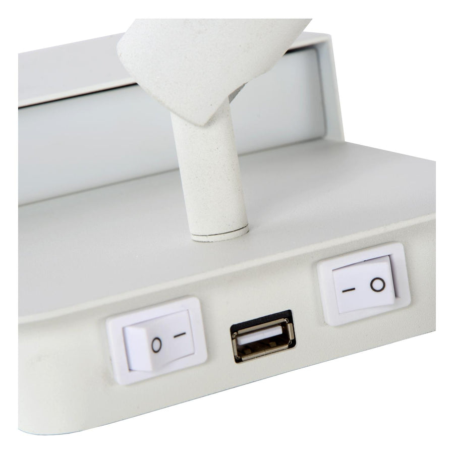 Lucide BOXER LED-nachtlampje met USB-poort, wit