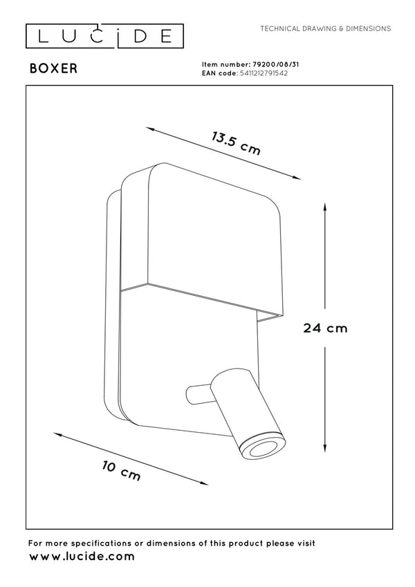 Lucide BOXER LED-nachtlampje met USB-poort, wit