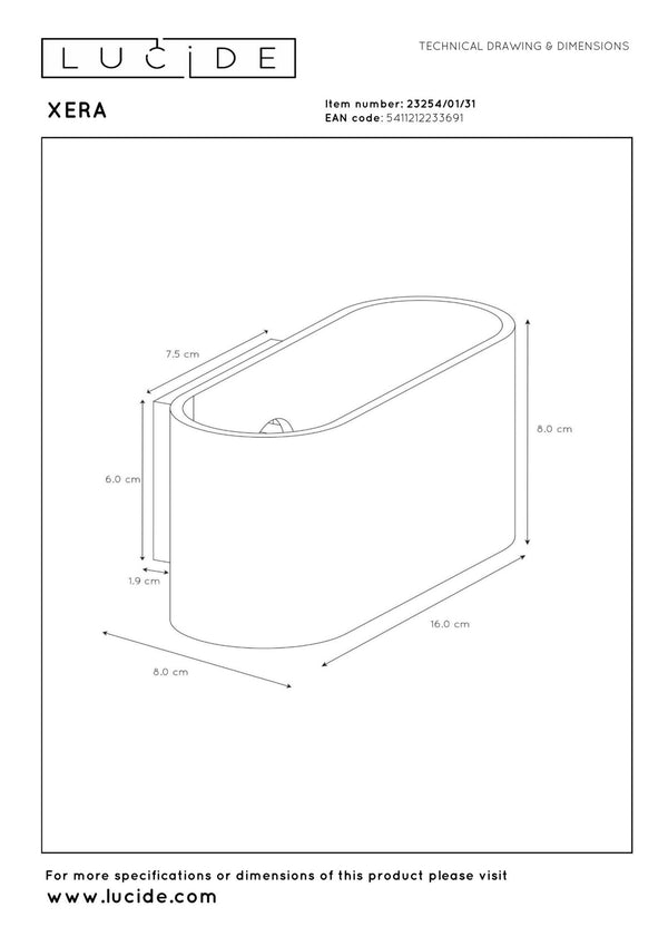 Lucide XERA wandlamp G9, wit