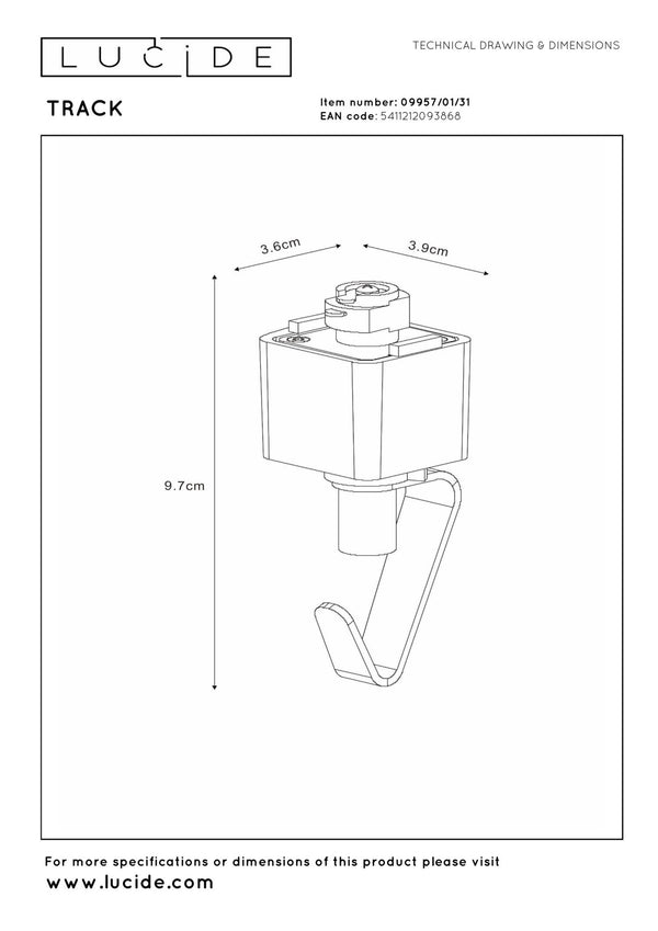 Lucide TRACK pendeladapter voor railsysteem wit