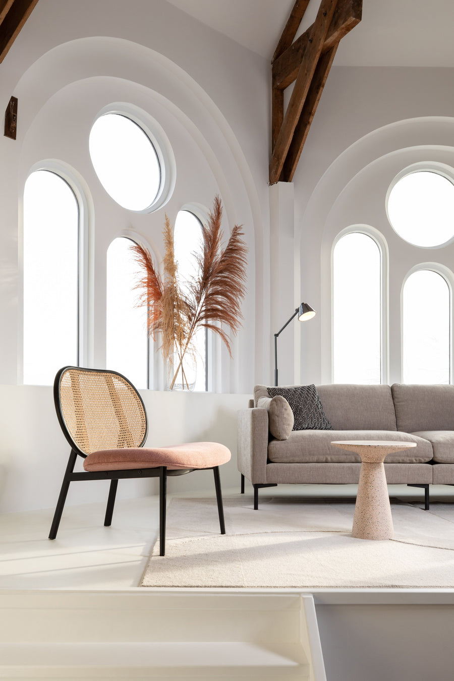 Loungestoel Spike Naturel/Roze