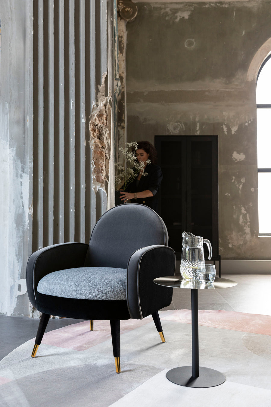 Loungestoel Sam Zwart/Grijs Fr