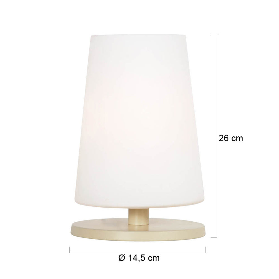 Tafellamp ancilla 3101cr crème touch on/off met opaal wit glas