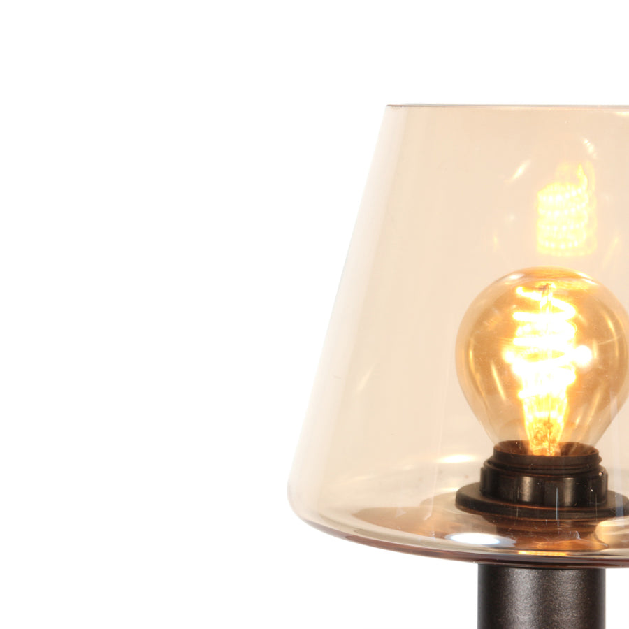 Tafellamp ancilla 3102ca cacao touch on/off met amber glas