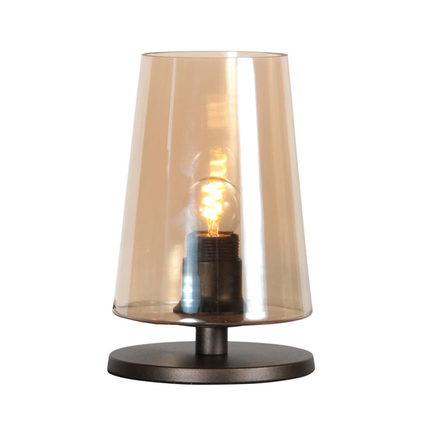 Tafellamp ancilla 3103ca cacao touch on/off met amber glas