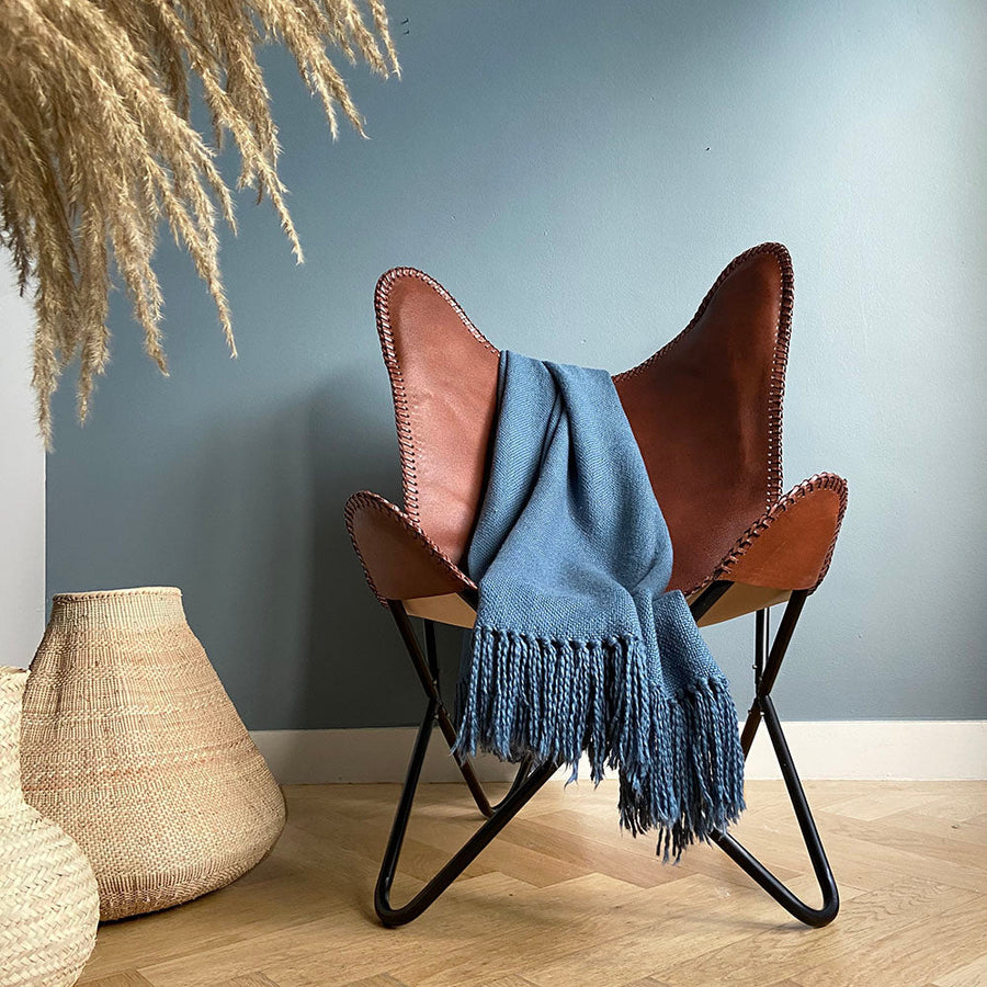 Malagoon plaid ochtendblauw - 127x152cm 100% katoen
