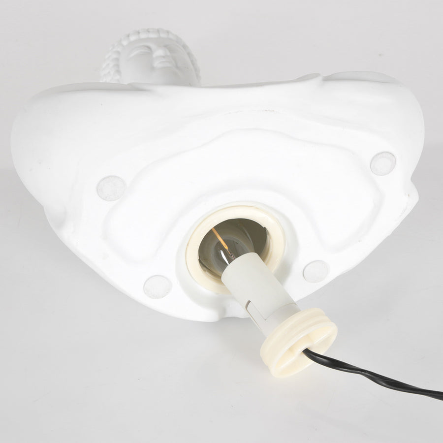 Tafellamp jazz 3107w een witte boeddha met e14 fitting