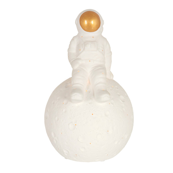 Tafellamp jazz 3108w witte astronaut met goudkleurig vizier