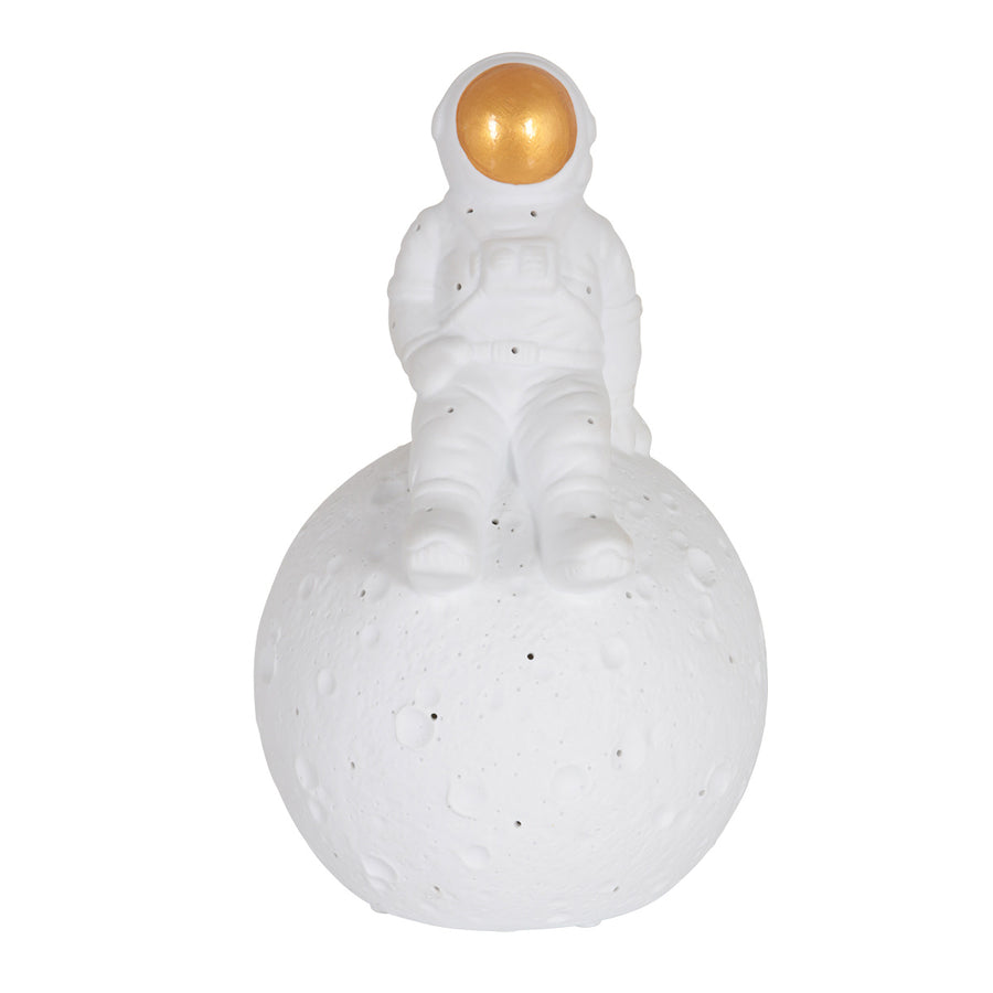 Tafellamp jazz 3108w witte astronaut met goudkleurig vizier