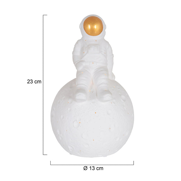 Tafellamp jazz 3108w witte astronaut met goudkleurig vizier