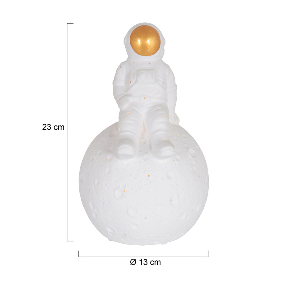 Tafellamp jazz 3108w witte astronaut met goudkleurig vizier