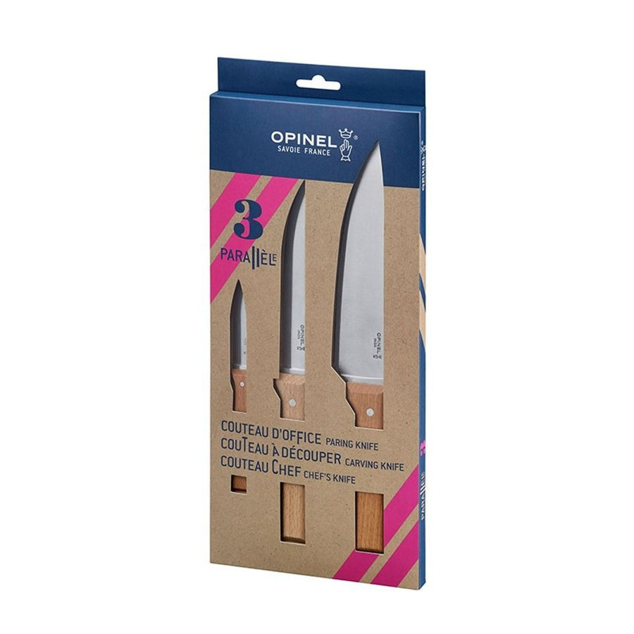 Messenset 3delig, Opinel Parallèle, rvs/hout, doos