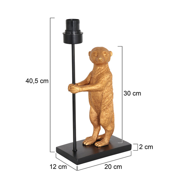 Goud met zwarte tafellamp animaux 3126zw e27 fitting