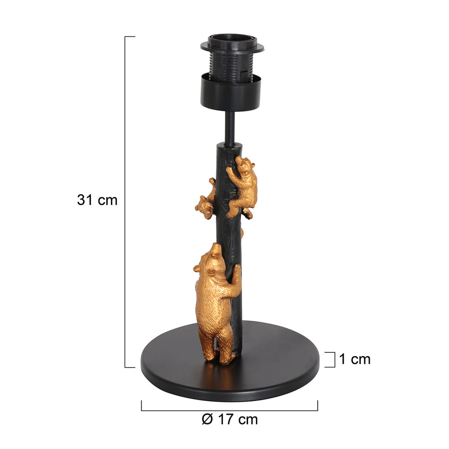 Goud met zwarte tafellamp animaux 3127zw e27 fitting