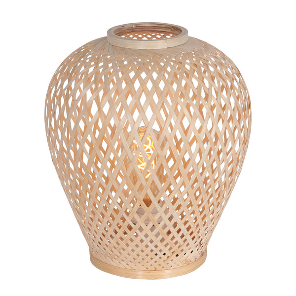 Tafellamp maze 3130be – beige bamboe lamp met rustige sfeer