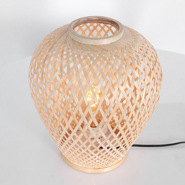 Tafellamp maze 3130be – beige bamboe lamp met rustige sfeer