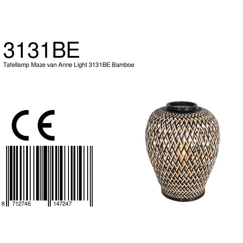 Tafellamp maze 3131be – bamboe sfeerlamp met speels licht