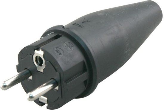 Stekker ra volrubber 10/16a        zwart