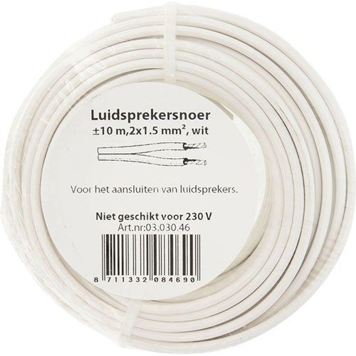 Luidsprekersnoer 2x1.5 wit           10m