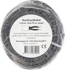 Huishoudsnoer vmvs 2x0.75 zwart      10m