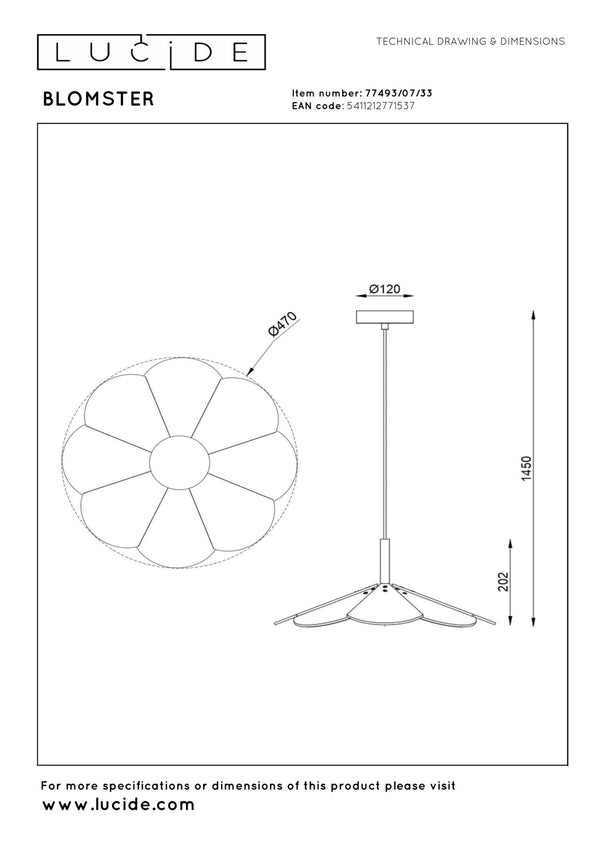 Lucide BLOMSTER dimbare LED-hanglamp Ø 47 cm, 9 W, groen