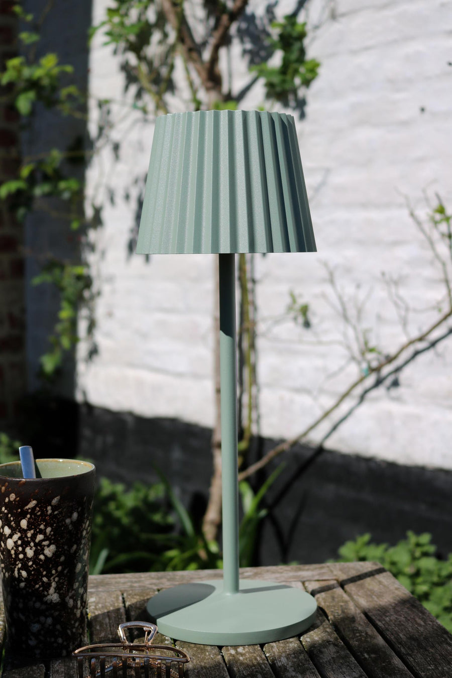 Lucide JUSTINE oplaadbare LED-tafellamp voor binnen en buiten met dimfunctie, 2 W, IP54, groen