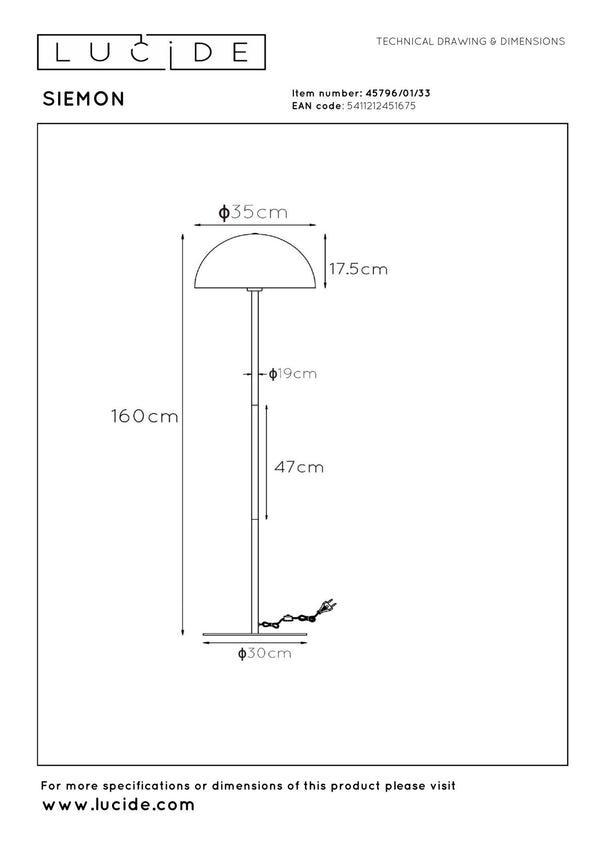 Lucide SIEMON vloerlamp Ø 35 cm, E27, groen