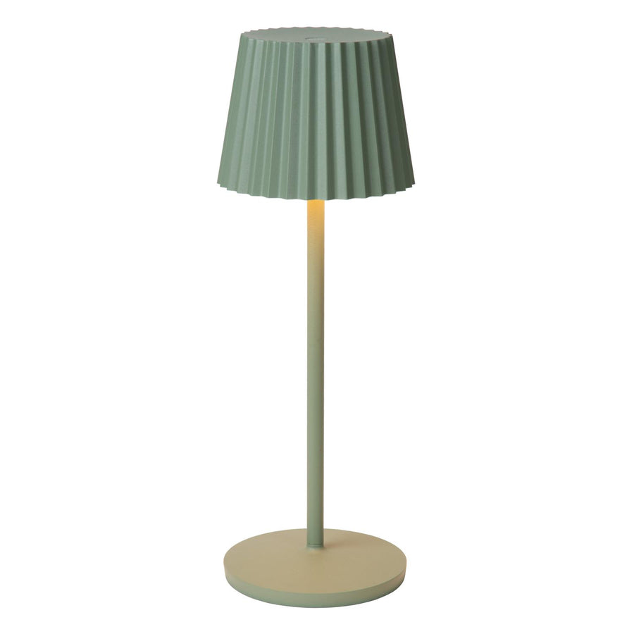 Lucide JUSTINE oplaadbare LED-tafellamp voor binnen en buiten met dimfunctie, 2 W, IP54, groen