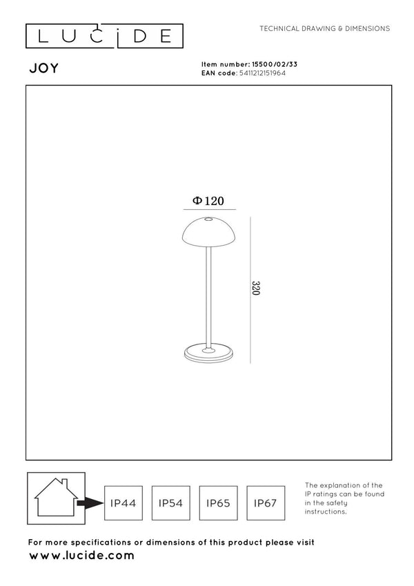Lucide JOY oplaadbare LED-tafellamp voor binnen en buiten met dimfunctie, Ø 12 cm, 1,5 W, IP54, groen