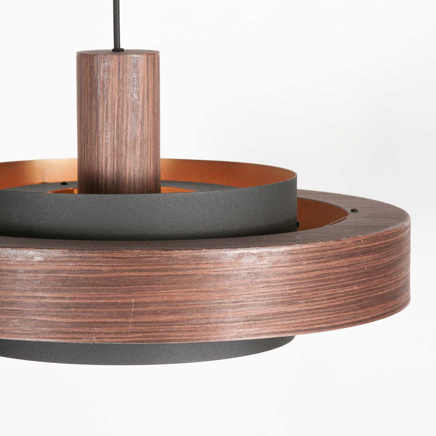 Hanglamp flinter 3329e stijlvol houtmotief met warme gouden binnenkant