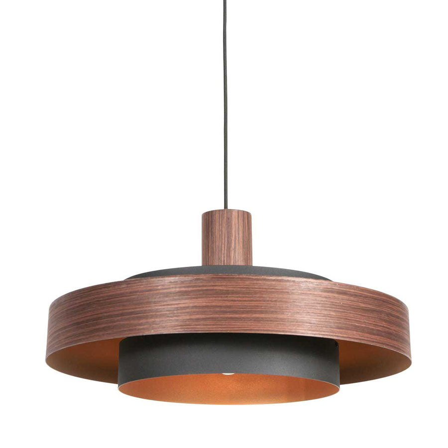 Hanglamp flinter 3329e stijlvol houtmotief met warme gouden binnenkant