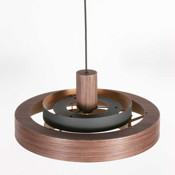 Hanglamp flinter 3329e stijlvol houtmotief met warme gouden binnenkant