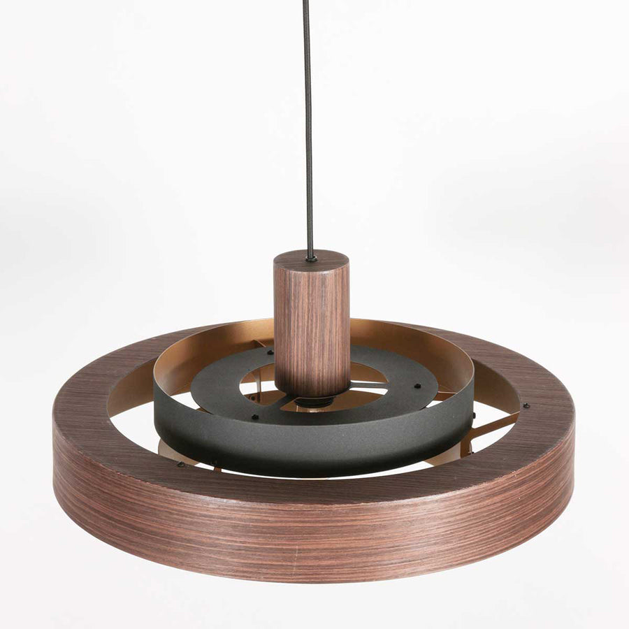 Hanglamp flinter 3329e stijlvol houtmotief met warme gouden binnenkant