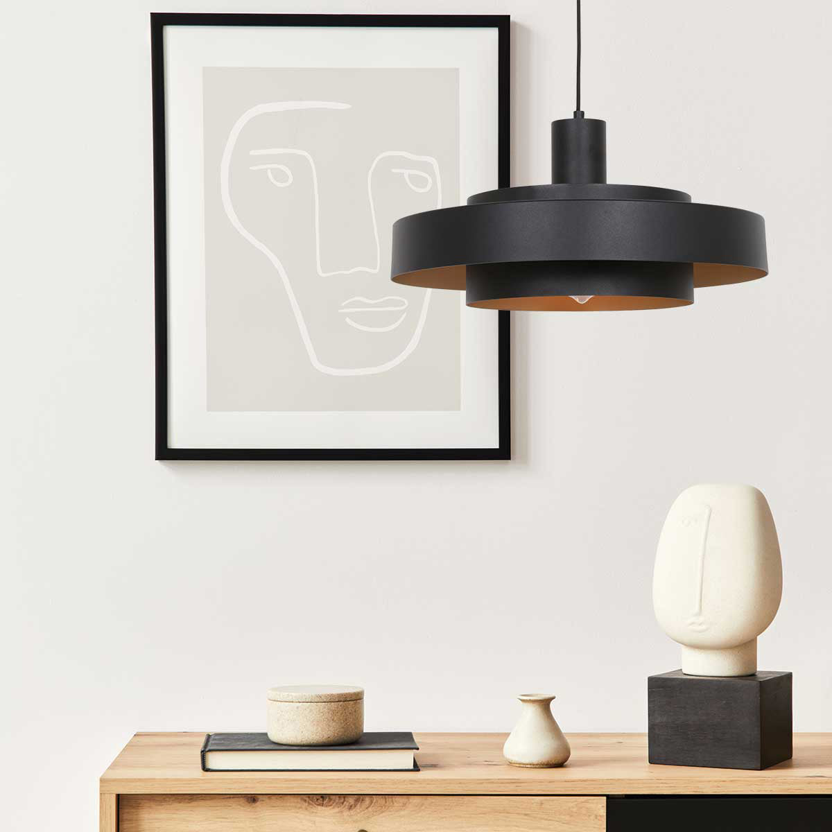 Zwarte hanglamp flinter 3329zw uniek design met luxueuze uitstraling