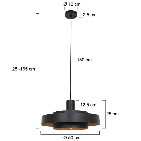 Zwarte hanglamp flinter 3329zw uniek design met luxueuze uitstraling