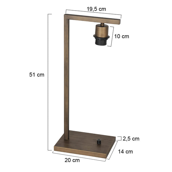Tafellamp stang 3332br – bronzen metalen lamp zonder kap