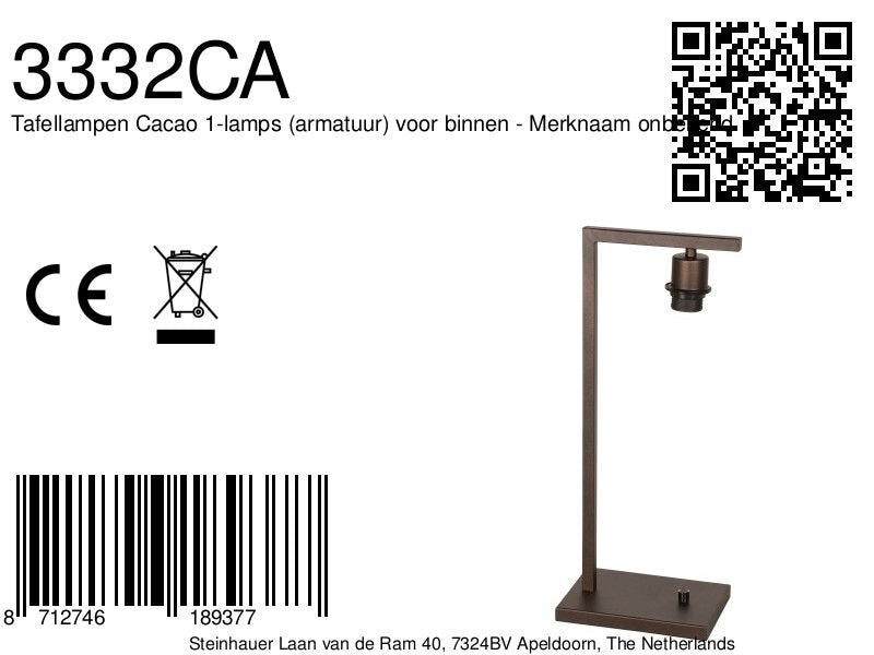 Tafellamp armatuur stang 3332ca, cacao en elegant compact