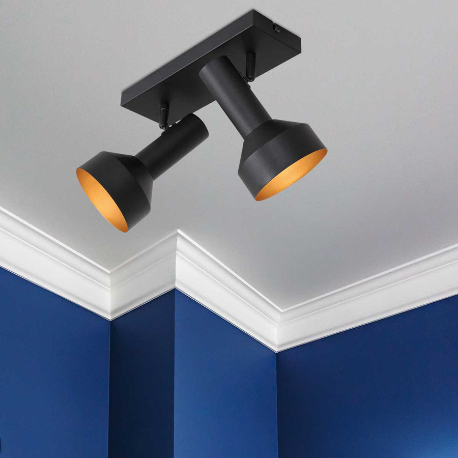 Zwart gouden 2 lichts plafond spot bundle 3336zw