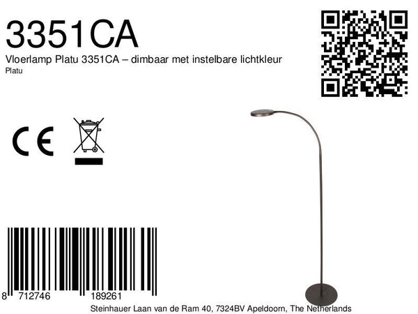 Vloerlamp platu 3351ca – dimbaar met instelbare lichtkleur
